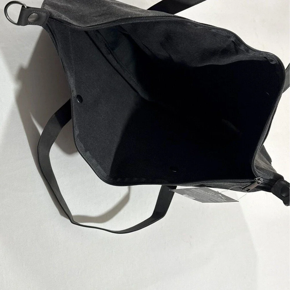 John Varvatos Dark Gray Canvas Cotton Weekender Travel Gym Tote Bag w/Strap New
